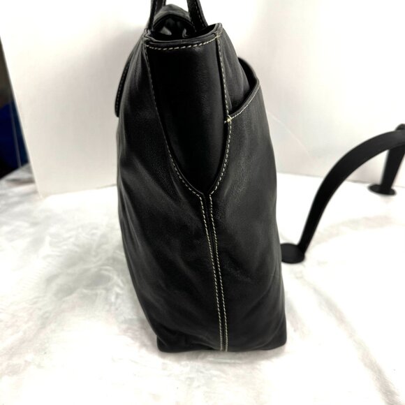 Ralph Lauren RLL Black Smooth Leather Front Flap Shoulder Bag Double Strap Class - Picture 4 of 16